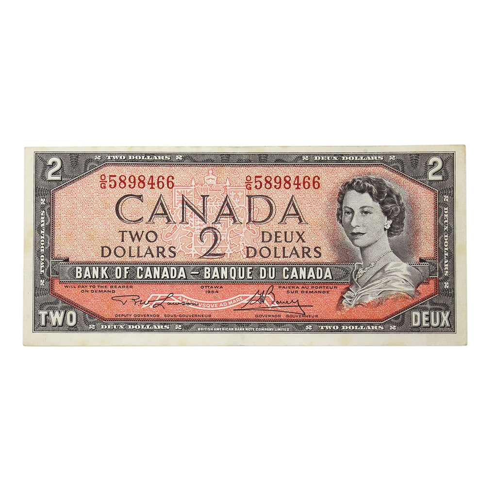 BC-38d 1954 Canada $2 Lawson-Bouey, O/G, VF-EF (VF30)