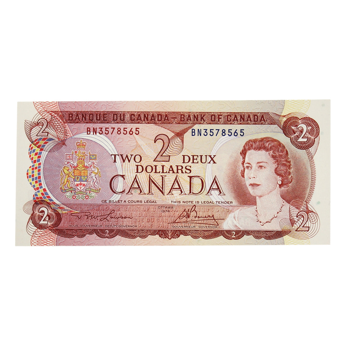 BC-47a 1974 Canada $2 Lawson-Bouey, BN, Choice Uncirculated (CUNC63)