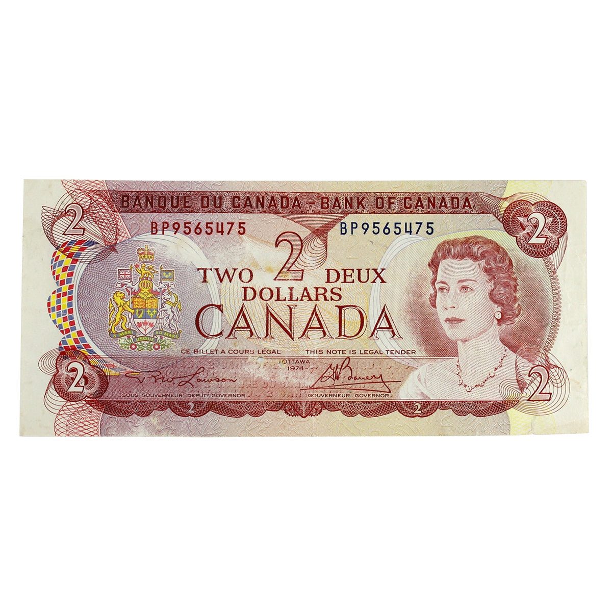 BC-47a 1974 Canada $2 Lawson-Bouey, BP, Original Tint, CIRC