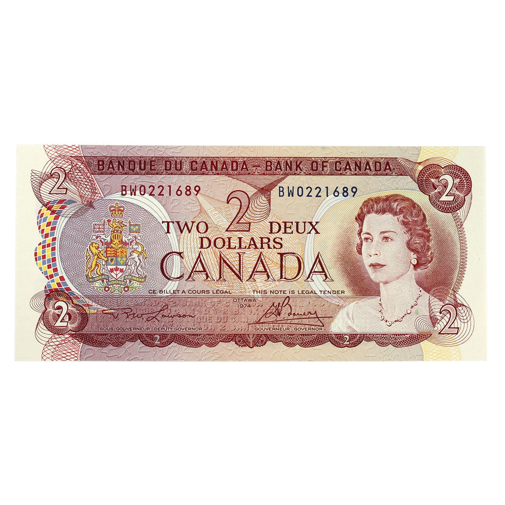 BC-47a 1974 Canada $2 Lawson-Bouey, BW, AU-UNC (AU55)