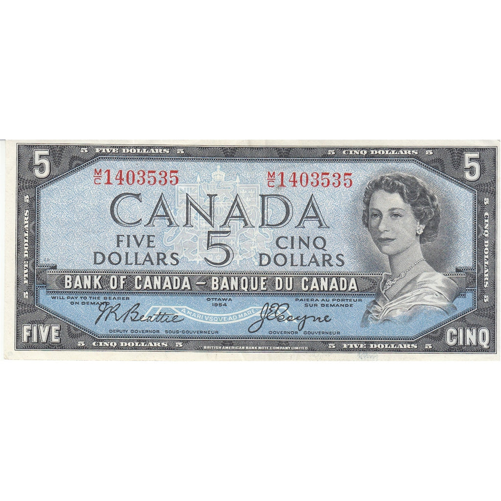 BC-39a 1954 Canada $5 Beattie-Coyne, M/C, VF-EF (VF30)