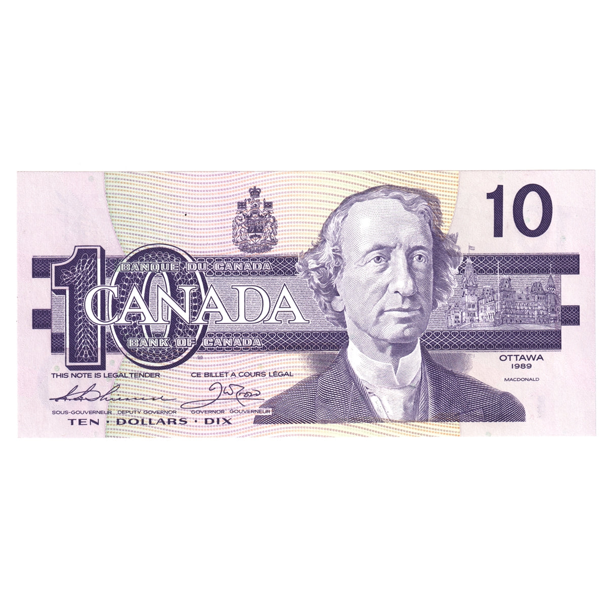 BC-57a 1989 Canada $10 Thiessen-Crow, ADG, Choice Uncirculated (CUNC63)