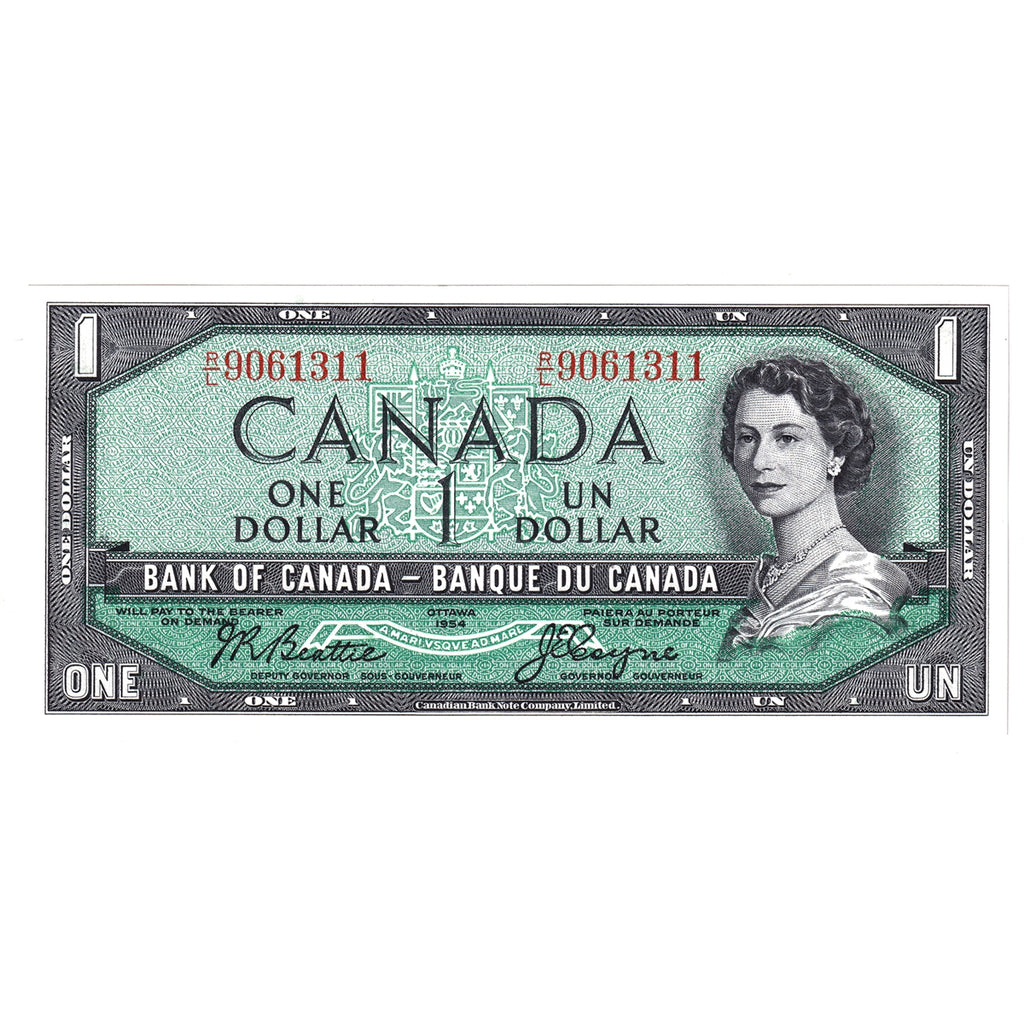 BC-37a 1954 Canada $1 Beattie-Coyne, R/L, Choice Uncirculated (CUNC63)