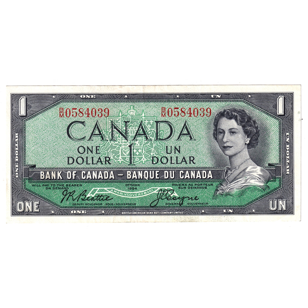 BC-37a-i 1954 Canada $1 Beattie-Coyne, B/M, EF-AU (EF45)