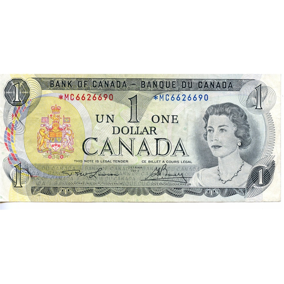 BC-46aA 1973 Canada $1 Lawson-Bouey, *MC, VF