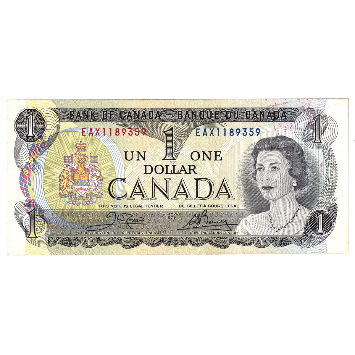 BC-46bA 1973 Canada $1 Crow-Bouey, EAX, Circ