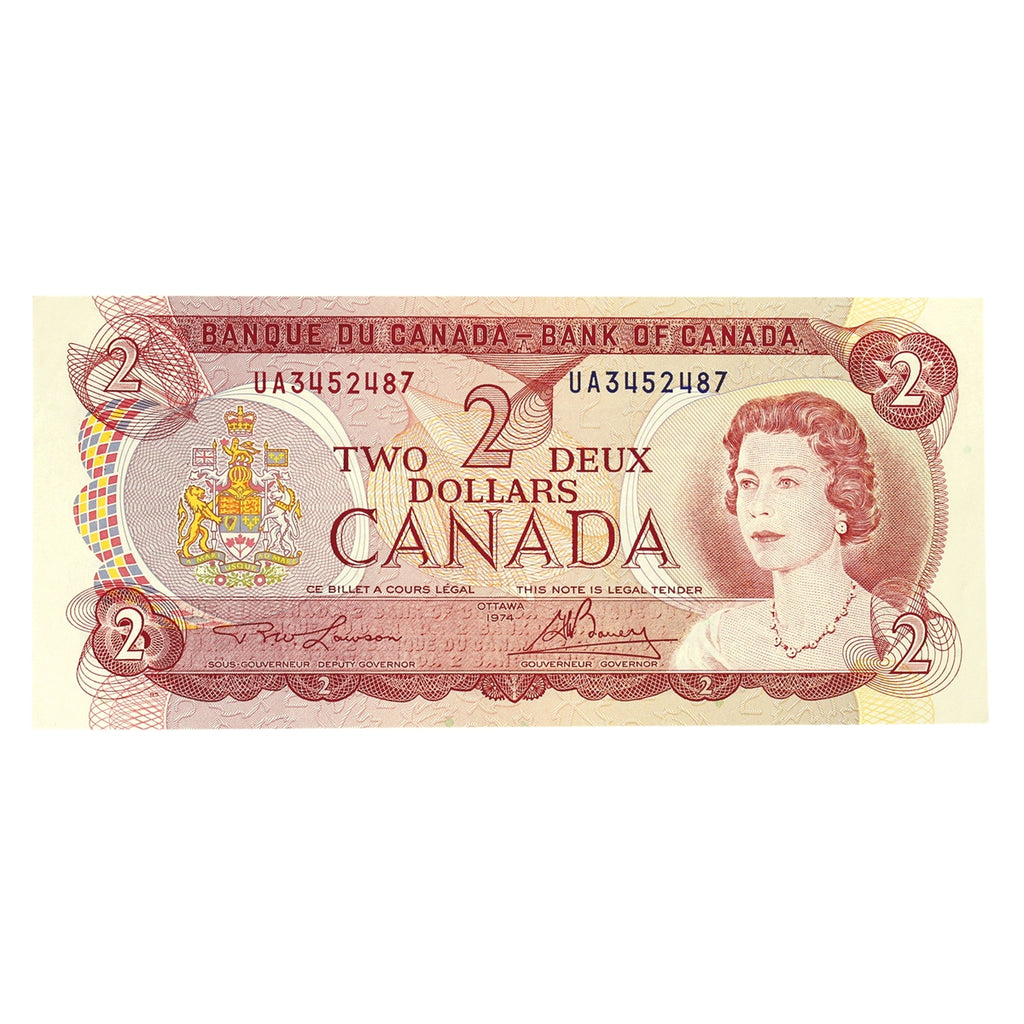 BC-47a 1974 Canada $2 Lawson-Bouey, UA, Extra Fine (EF40)