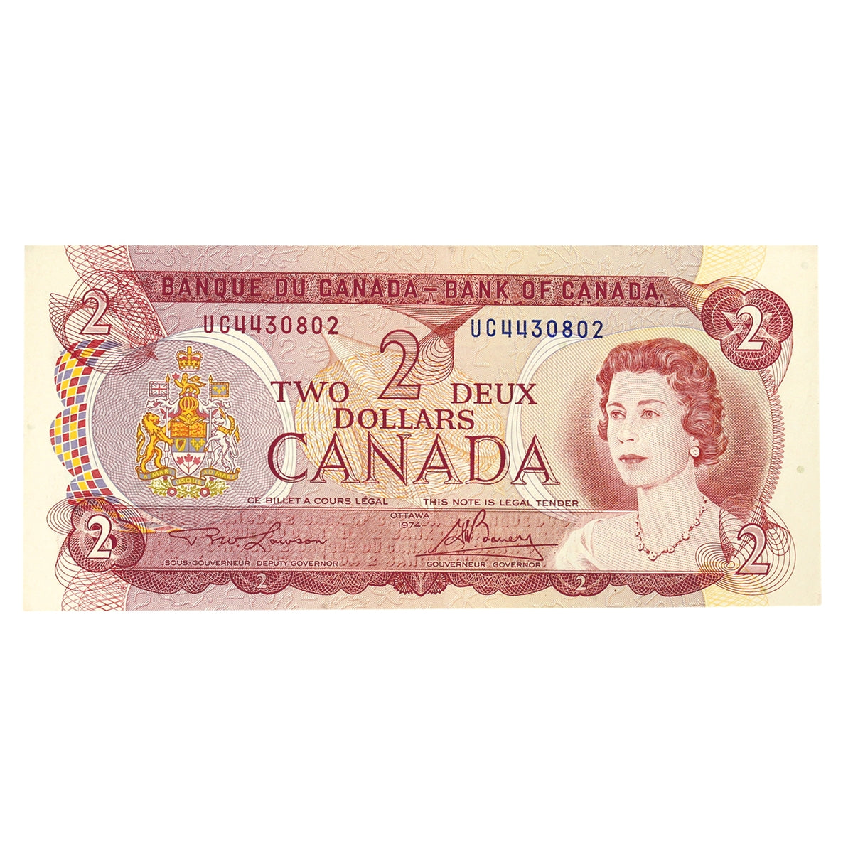 BC-47a 1974 Canada $2 Lawson-Bouey, UC, Extra Fine (EF40)