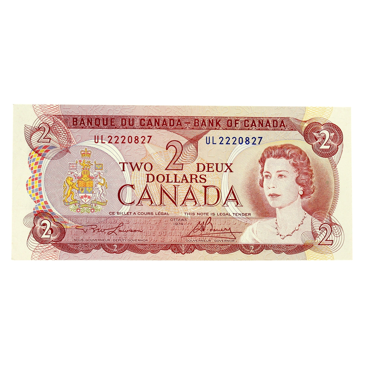 BC-47a 1974 Canada $2 Lawson-Bouey, UL, Extra Fine (EF40)