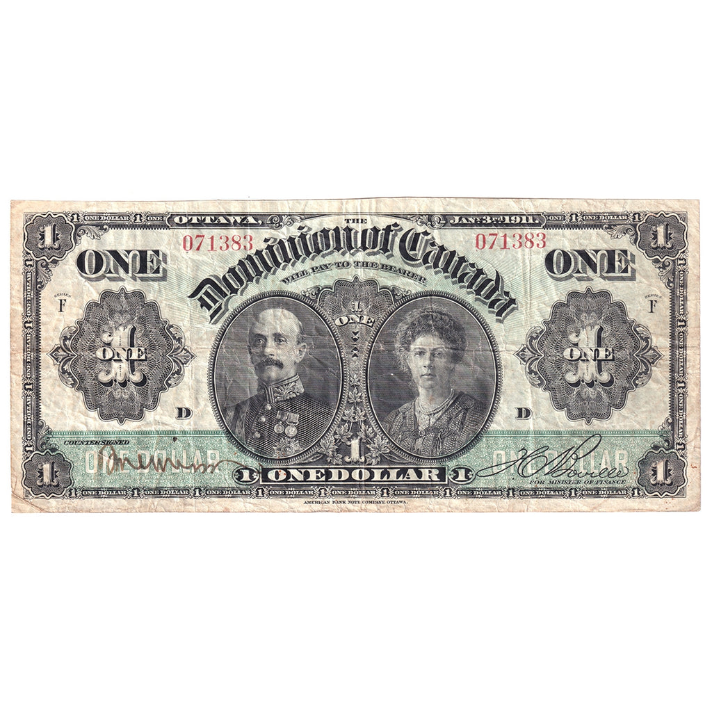 DC-18b 1911 Dominion $1 Various-Boville, Green Line, Very Fine (VF20)