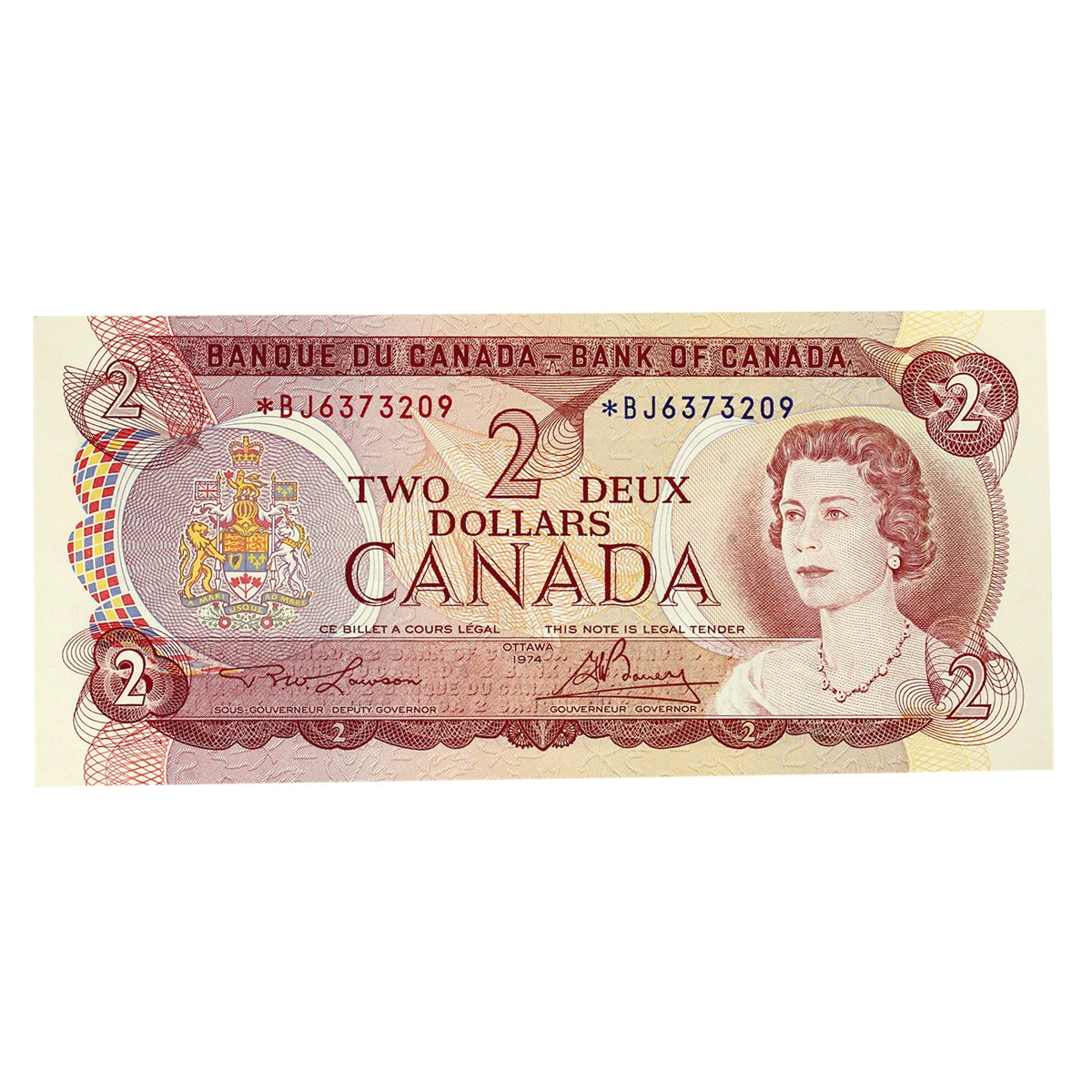 BC-47aA 1974 Canada $2 Lawson-Bouey, *BJ, Choice Uncirculated (CUNC63)