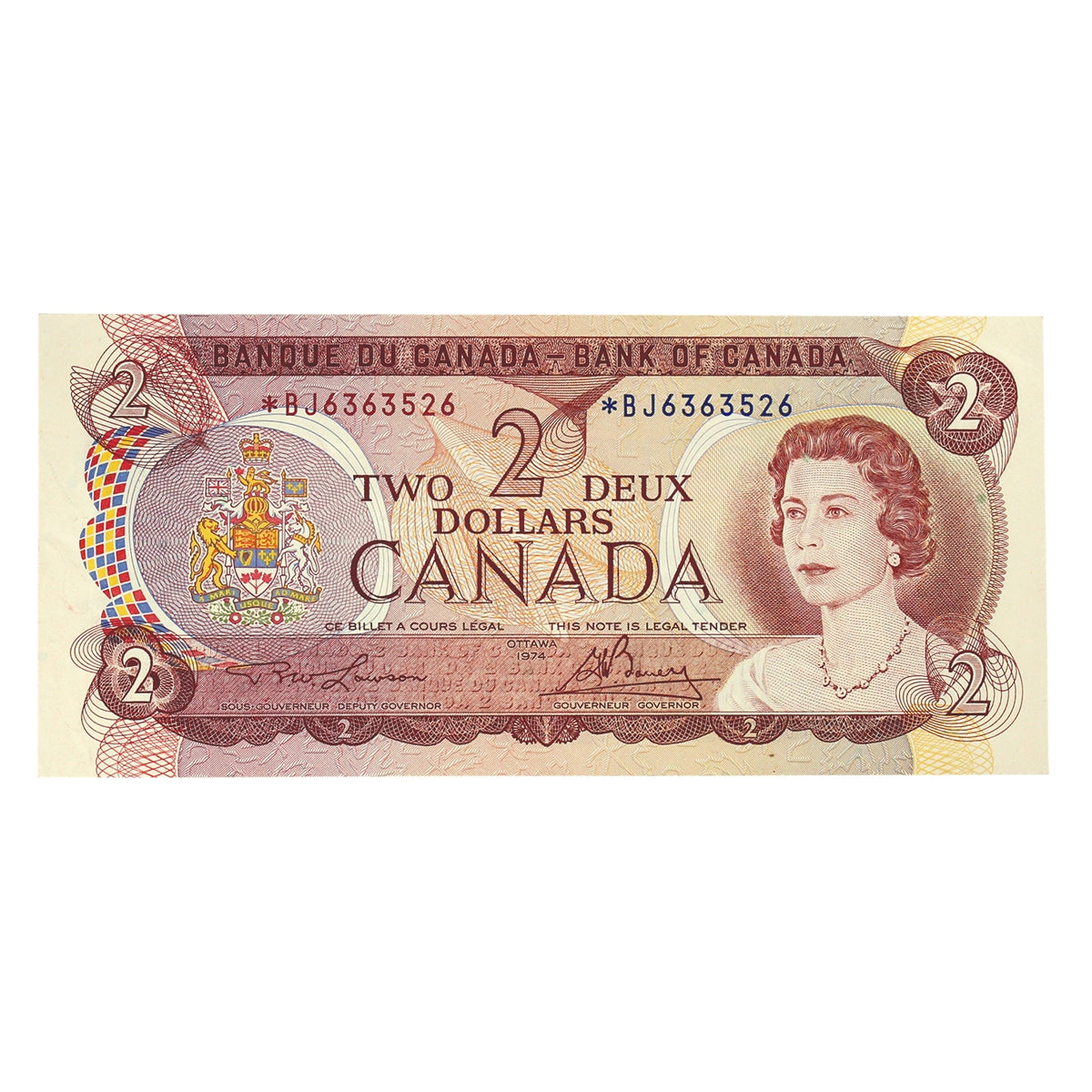 BC-47aA 1974 Canada $2 Lawson-Bouey, *BJ, VF-EF (VF30)