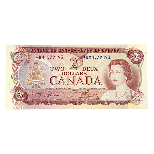 BC-47aA 1974 Canada $2 Lawson-Bouey, *BM, Almost Uncirculated (AU50)