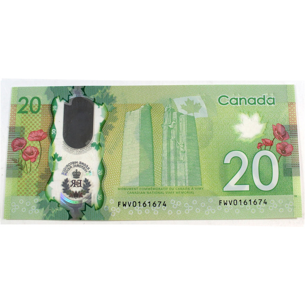 BC-74 2015 Canada $20 Wilkins-Poloz, FWV, Choice Uncirculated (CUNC63)
