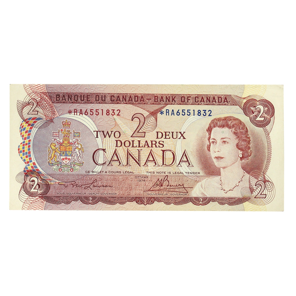 BC-47aA 1974 Canada $2 Lawson-Bouey, *RA, VF-EF (VF30)