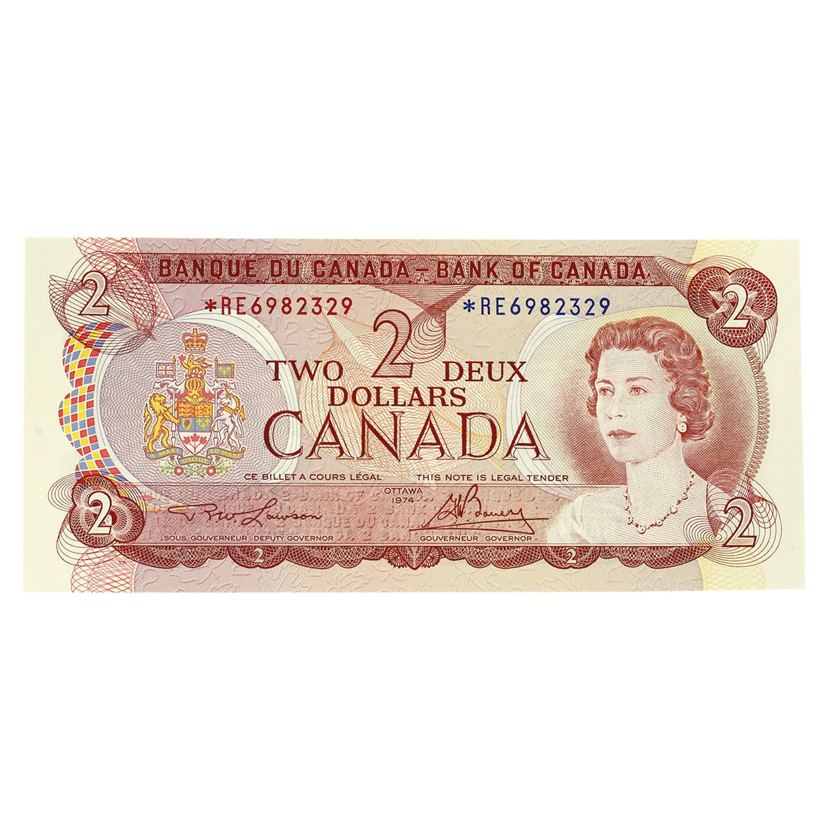 BC-47aA 1974 Canada $2 Lawson-Bouey, *RE, Choice Uncirculated (CUNC63)