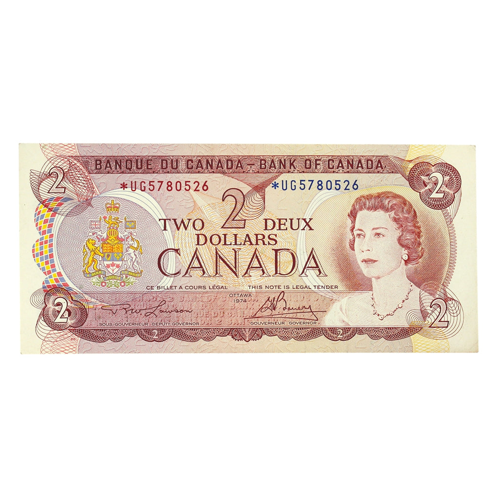 BC-47aA 1974 Canada $2 Lawson-Bouey, *UG, VF-EF (VF30)