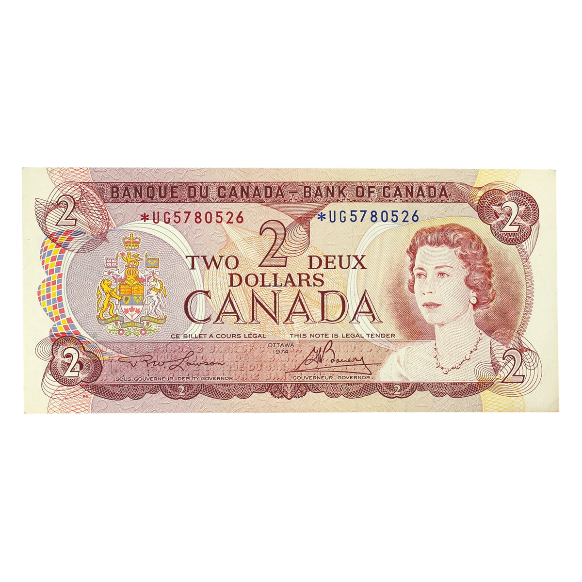 BC-47aA 1974 Canada $2 Lawson-Bouey, *UG, VF-EF (VF30)