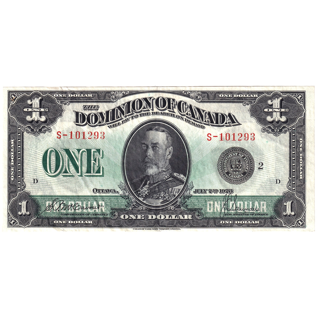DC-25f 1923 Dominion $1 McCavour-Saunders, Black Seal, Group 2, Series S, Extra Fine (EF40)