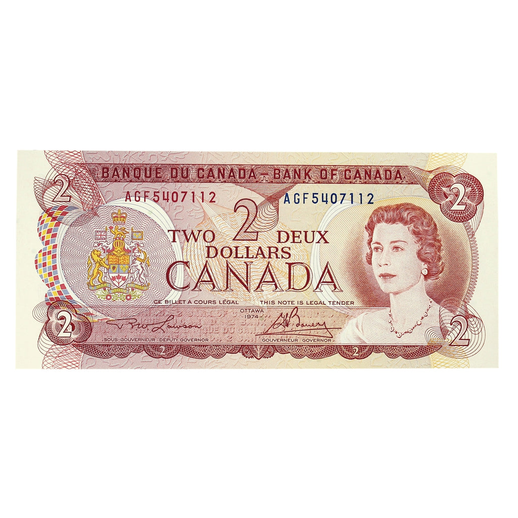 BC-47a-i 1974 Canada $2 Lawson-Bouey, AGF, Choice Uncirculated (CUNC63)