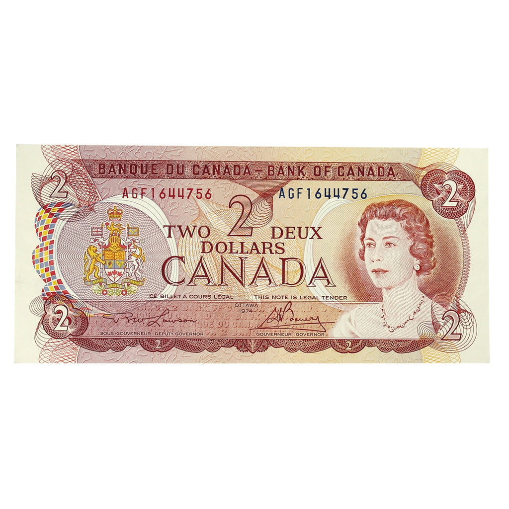 BC-47a-i 1974 Canada $2 Lawson-Bouey, AGF, EF-AU (EF45)