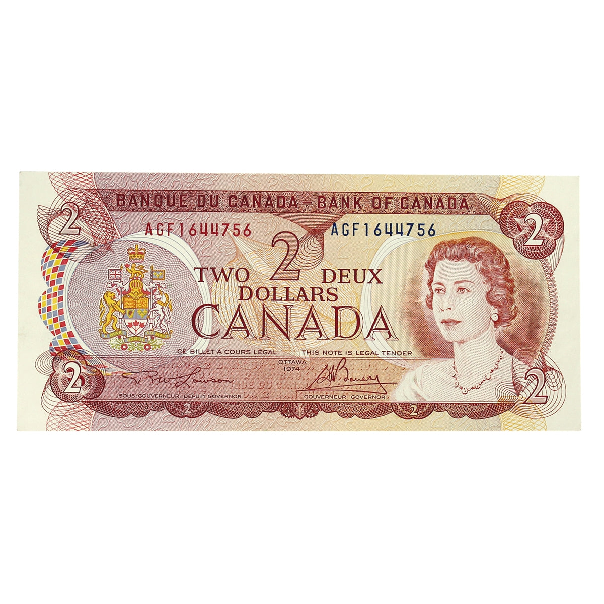 BC-47a-i 1974 Canada $2 Lawson-Bouey, AGF, EF-AU (EF45)