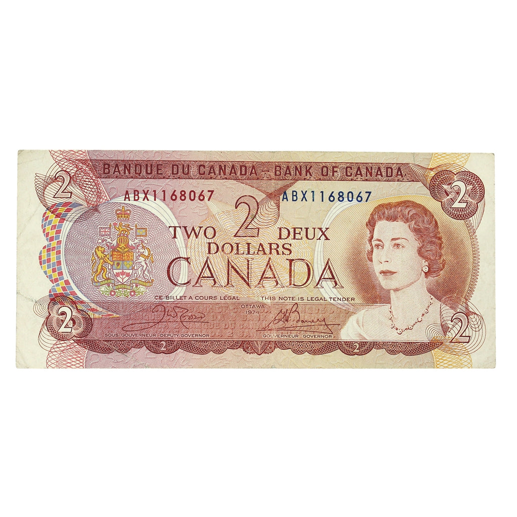 BC-47bA 1974 Canada $2 Crow-Bouey, ABX, Fine (F12)