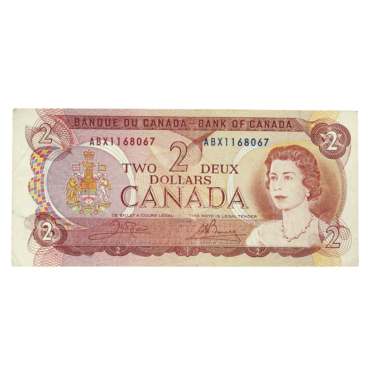 BC-47bA 1974 Canada $2 Crow-Bouey, ABX, Fine (F12)