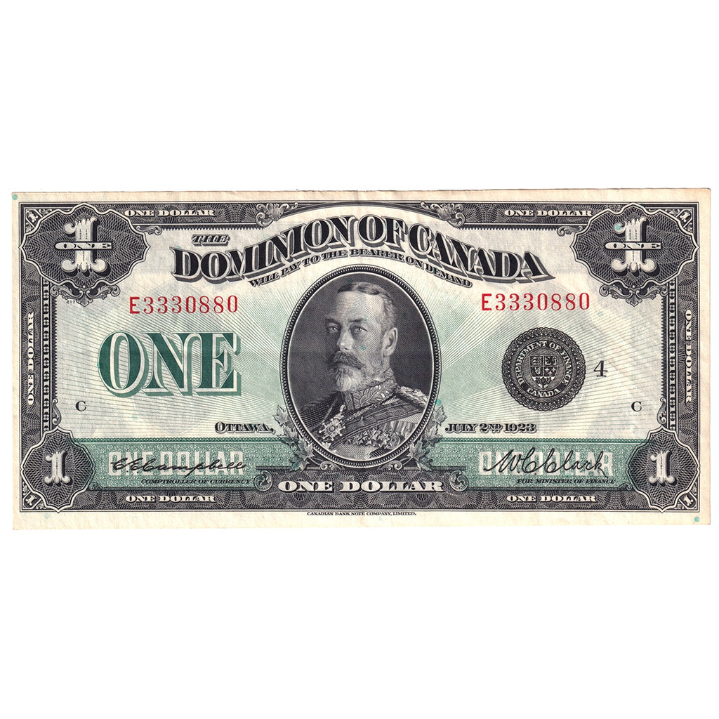 DC-25o 1923 Dominion $1 Campbell-Clark, Black Seal, Group 4, Series E, Extra Fine (EF40)