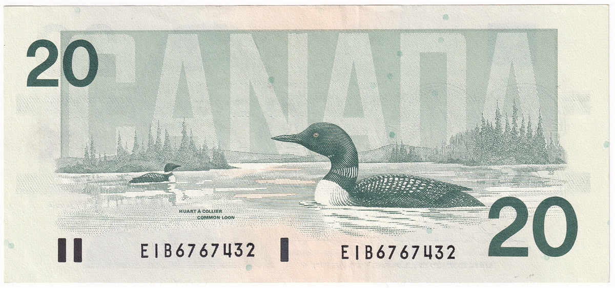 BC-58a 1991 Canada $20 Thiessen-Crow, EIB, Almost Uncirculated (AU50)