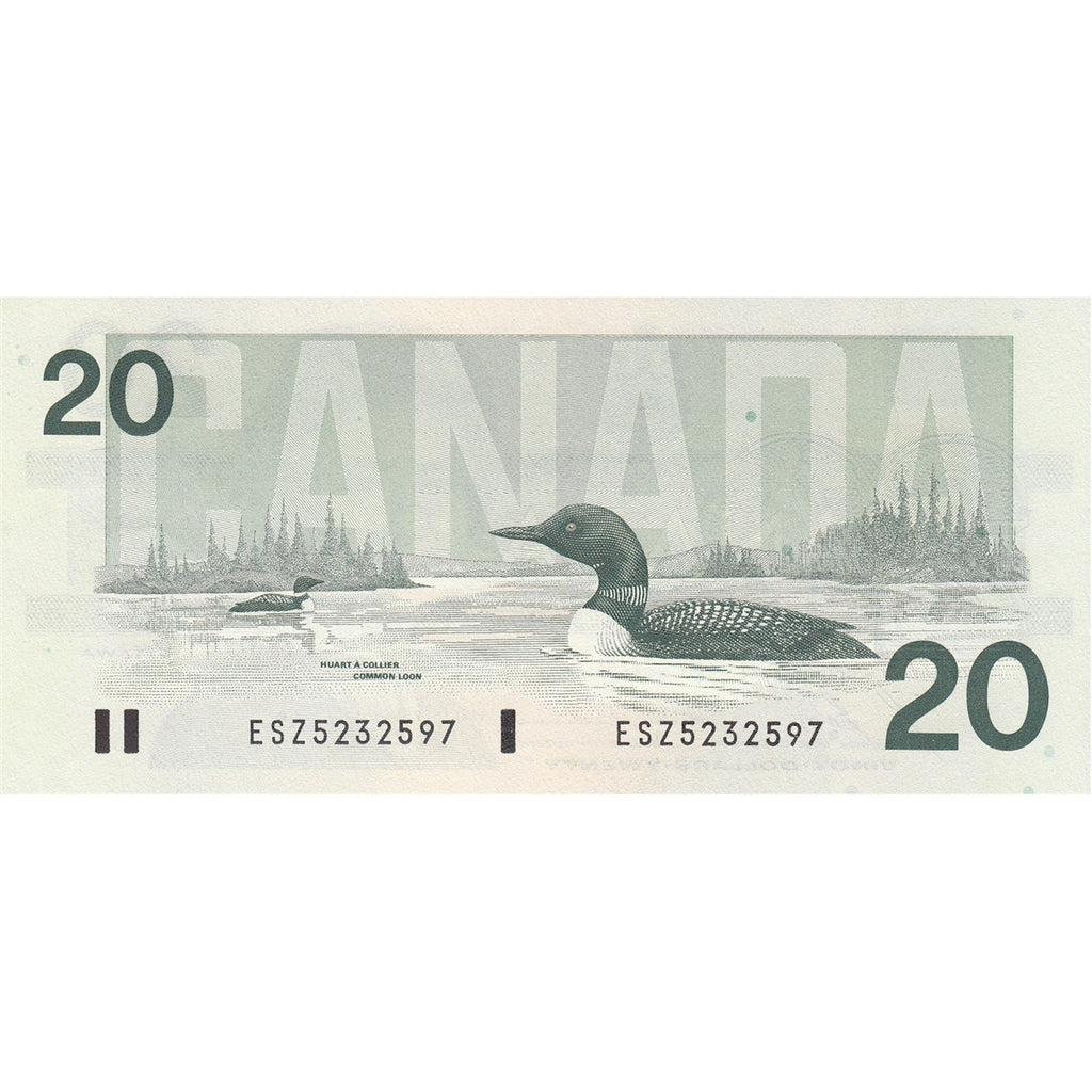 BC-58b-ii 1991 Canada $20 Bonin-Thiessen, ESZ w/o BPN, AU-UNC (AU55)