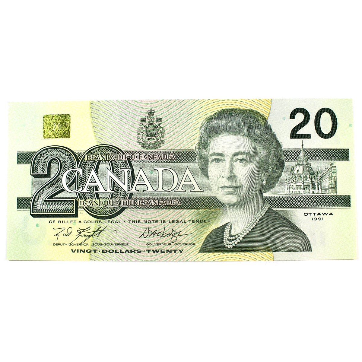 BC-58d 1991 Canada $20 Knight-Dodge, EVZ, UNC