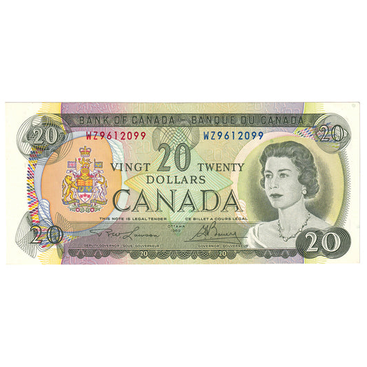 BC-50b 1969 Canada $20 Lawson-Bouey, WZ, AU