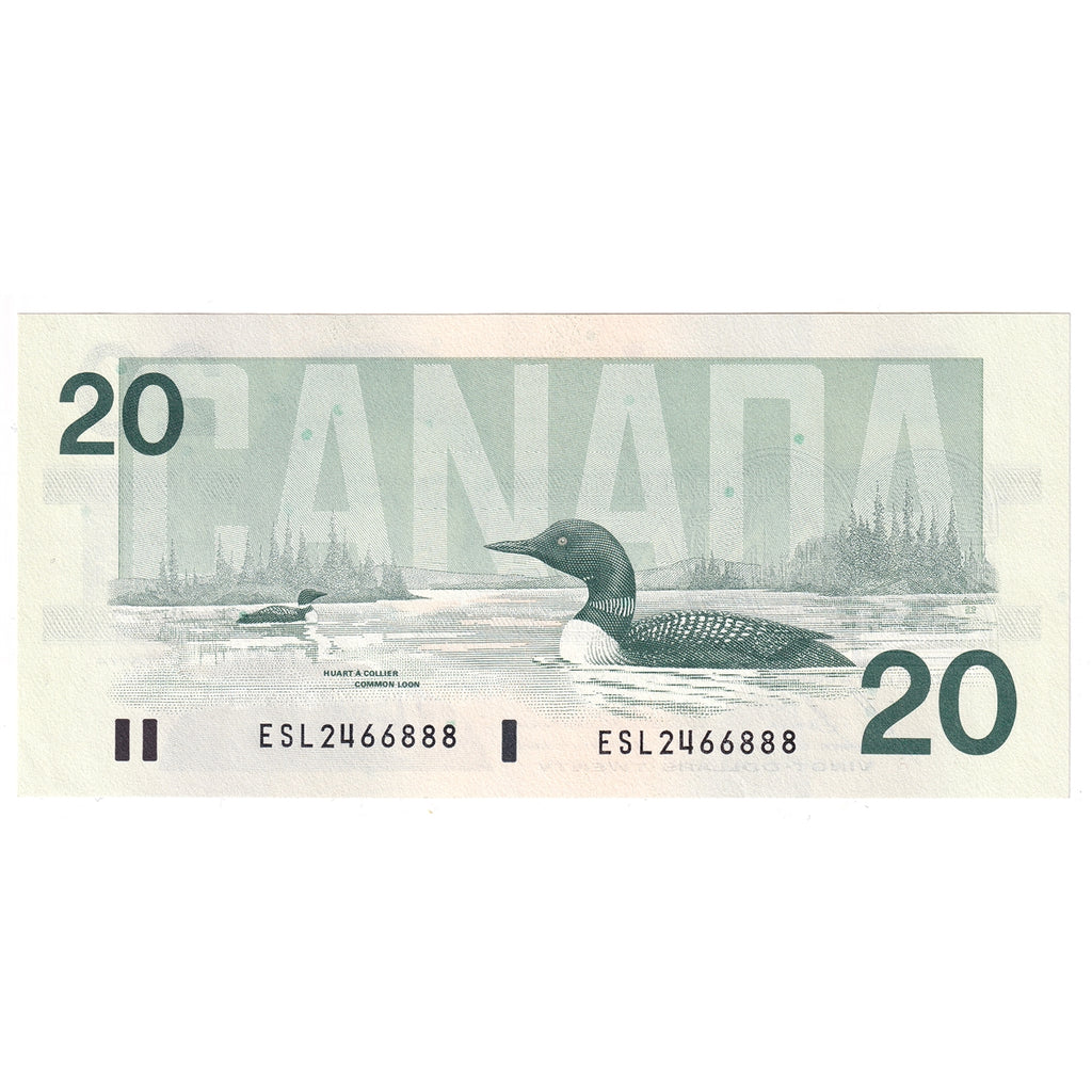 BC-58b 1991 Canada $20 Bonin-Thiessen, ESL, AU-UNC