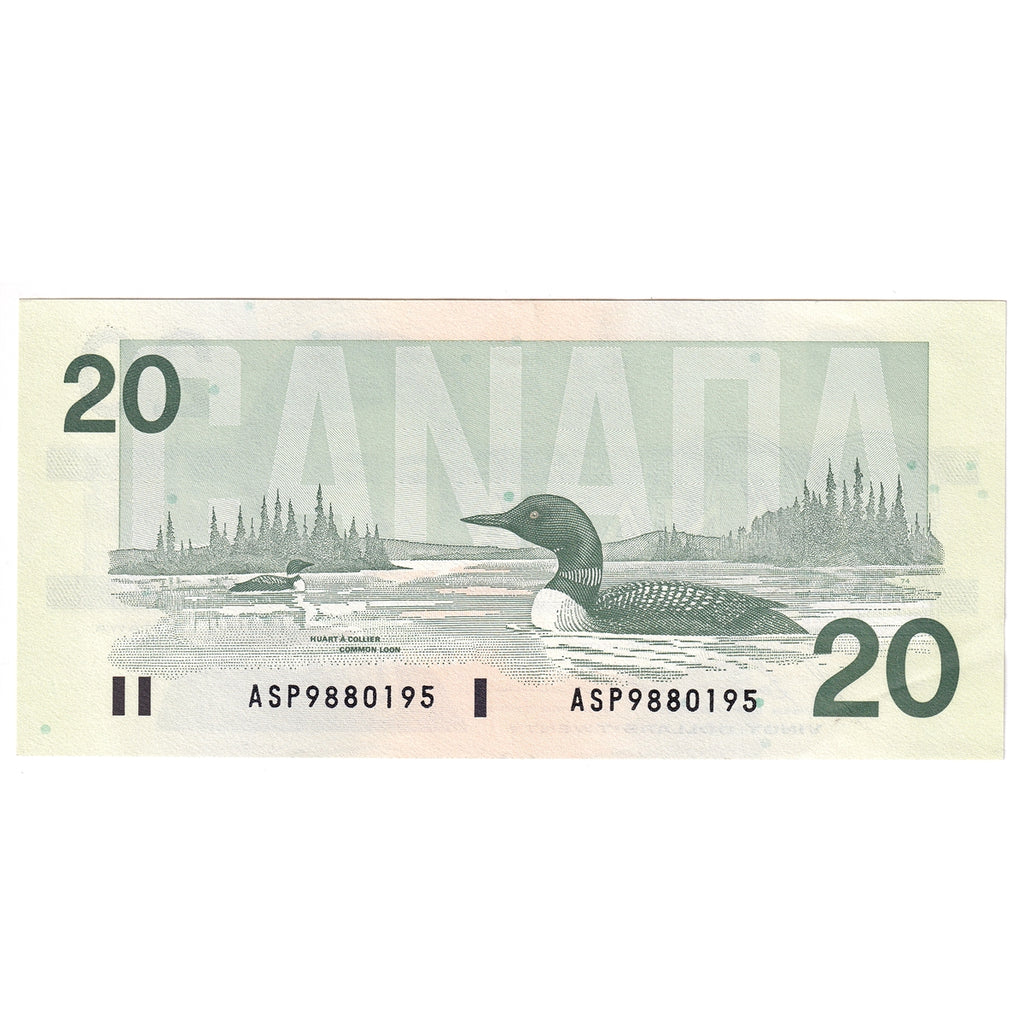 BC-58b-i 1991 Canada $20 Bonin-Thiessen, ASP, AU-UNC (AU55)