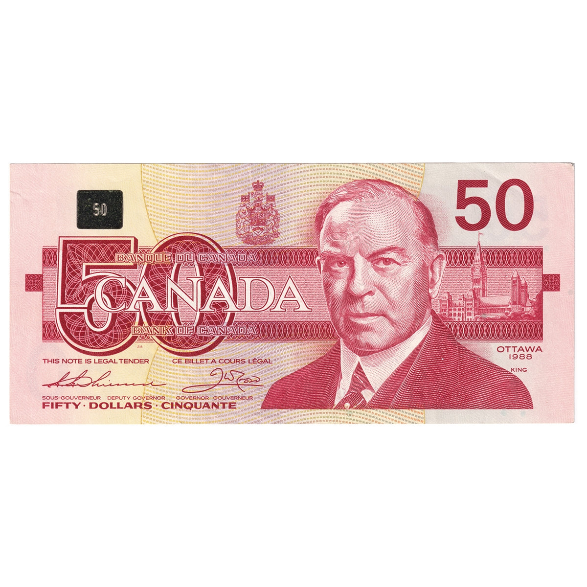 BC-59a 1988 Canada $50 Thiessen-Crow, EHW, Almost Uncirculated (AU50)