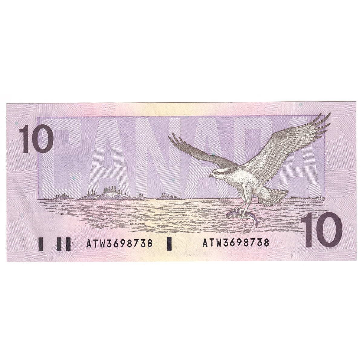 BC-57a 1989 Canada $10 Thiessen-Crow, ATW, Almost Uncirculated (AU50)