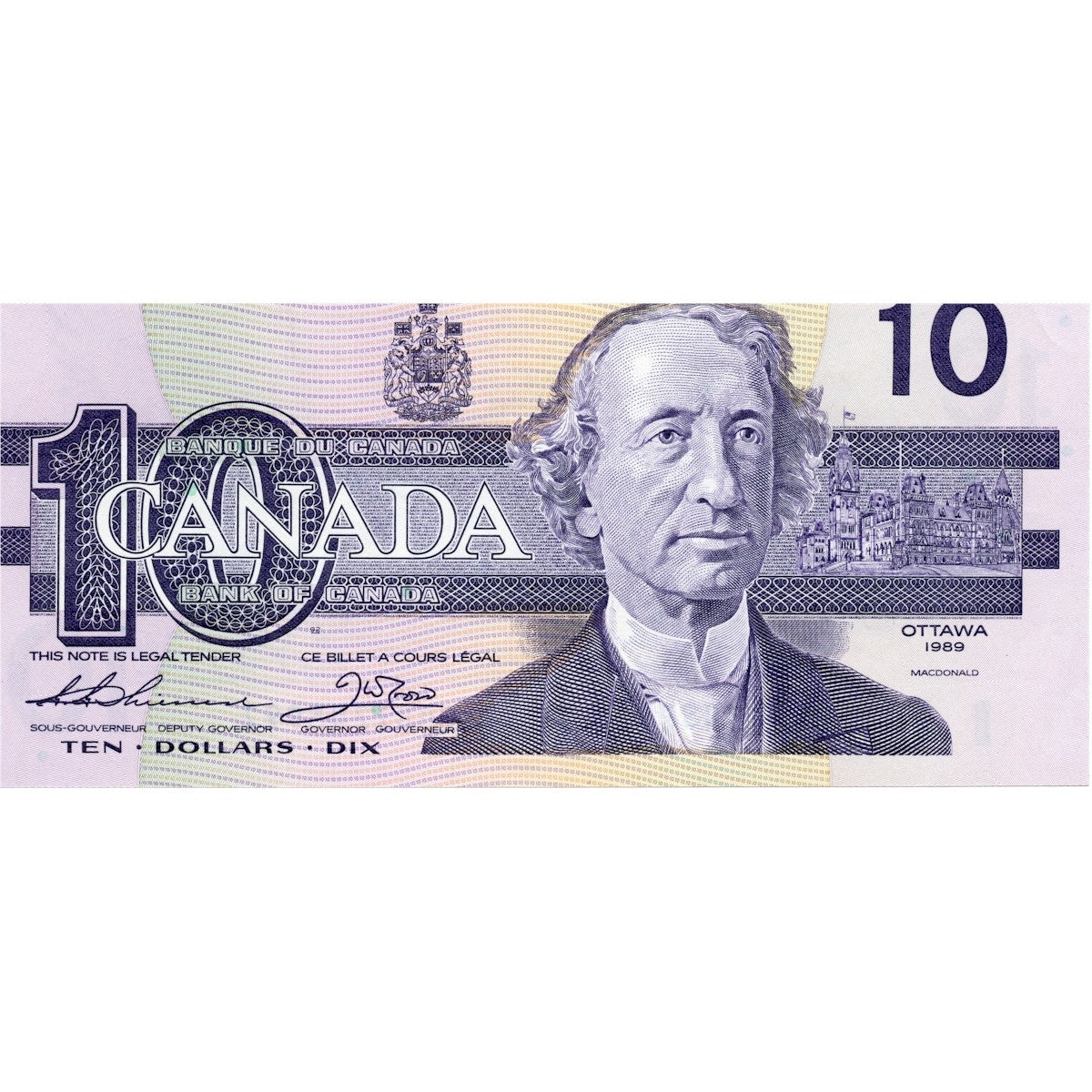 BC-57a 1989 Canada $10 Thiessen-Crow, BDC, AU-UNC (AU55)