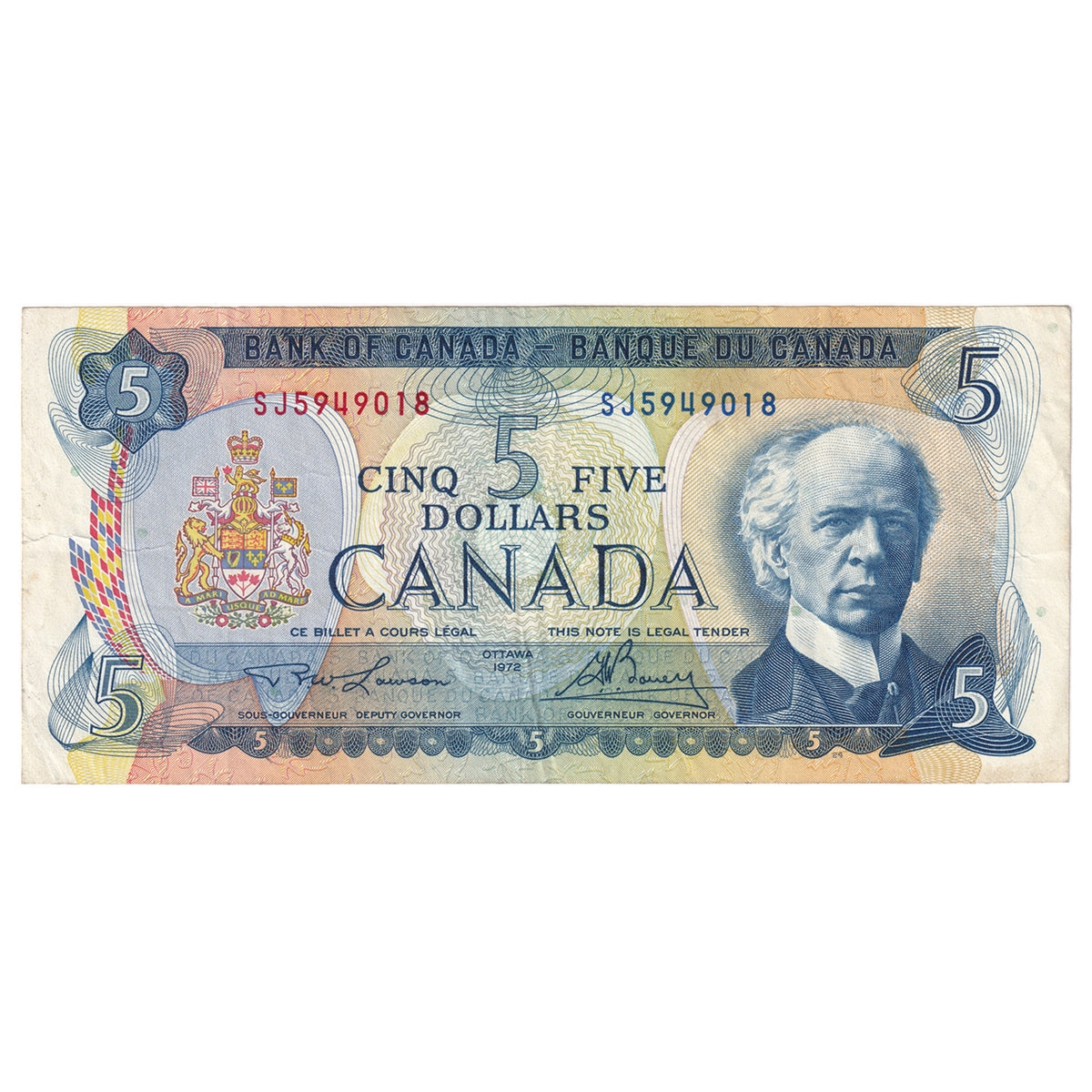 BC-48b 1972 Canada $5 Lawson-Bouey, SJ, Very Fine (VF20)