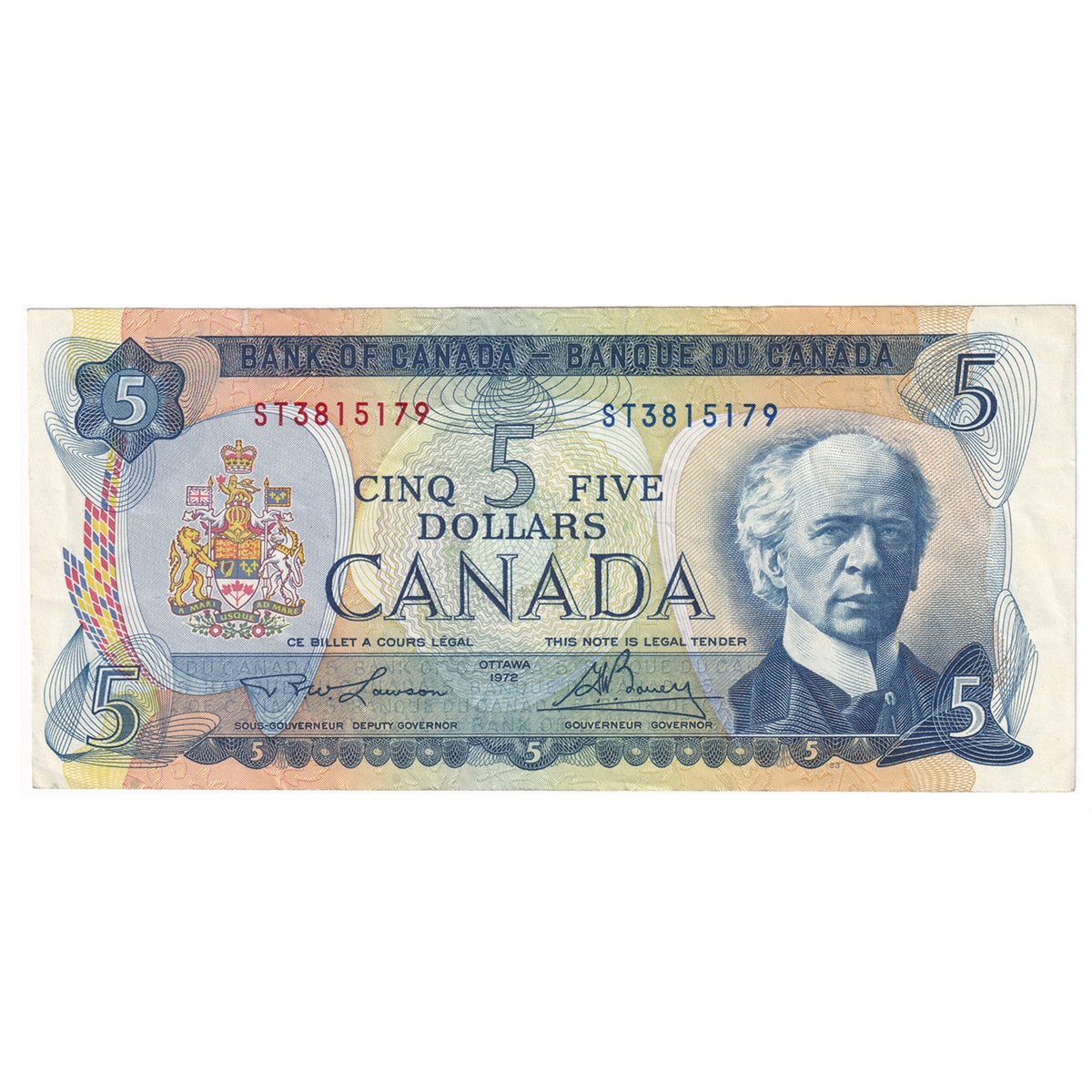 BC-48b 1972 Canada $5 Lawson-Bouey, ST, Extra Fine (EF40)