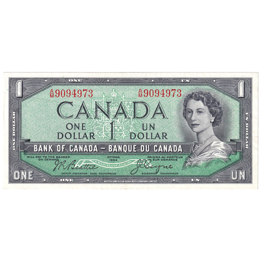 BC-37a-i 1954 Canada $1 Beattie-Coyne, A/M, Almost Uncirculated (AU50)