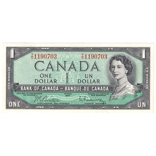 BC-37b 1954 Canada $1 Beattie-Rasminsky, T/O, CUNC