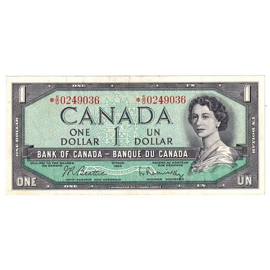 BC-37bA 1954 Canada $1 Beattie-Rasminsky, *S/O, VF-EF