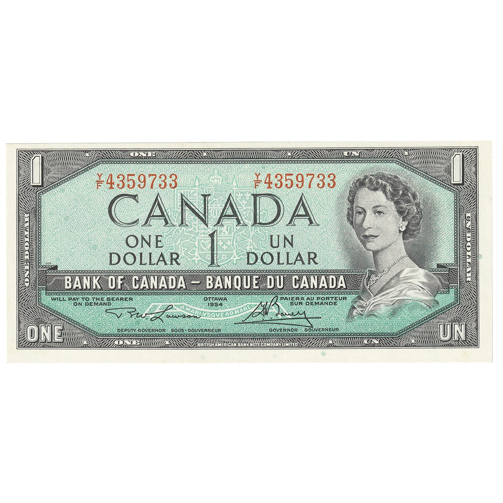 BC-37d 1954 Canada $1 Lawson-Bouey, Y/F, CUNC