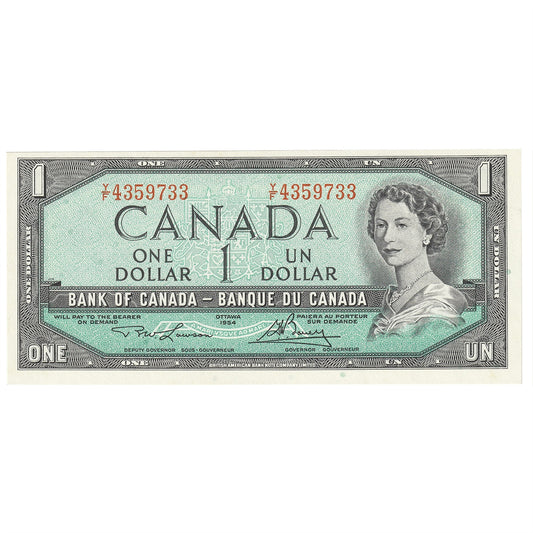 BC-37d 1954 Canada $1 Lawson-Bouey, Y/F, CUNC