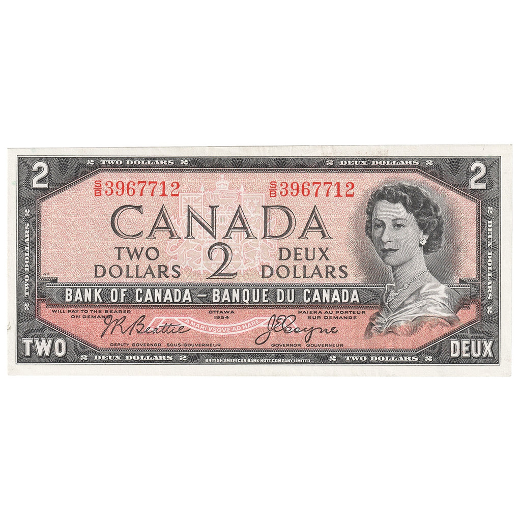 BC-38a 1954 Canada $2 Beattie-Coyne, S/B, Almost Uncirculated (AU50)