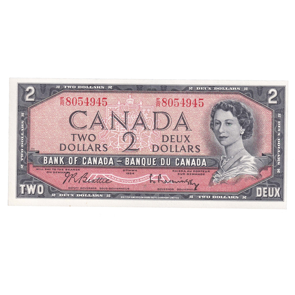 BC-38b 1954 Canada $2 Beattie-Rasminsky, E/R, Choice Uncirculated (CUNC63)