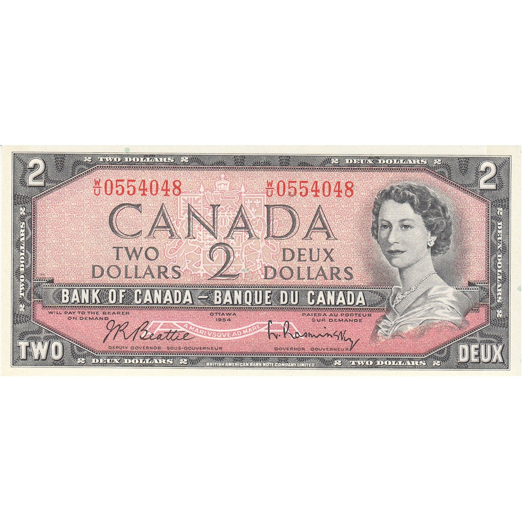 BC-38b 1954 Canada $2 Beattie-Rasminsky, W/U, Choice Uncirculated (CUNC63)