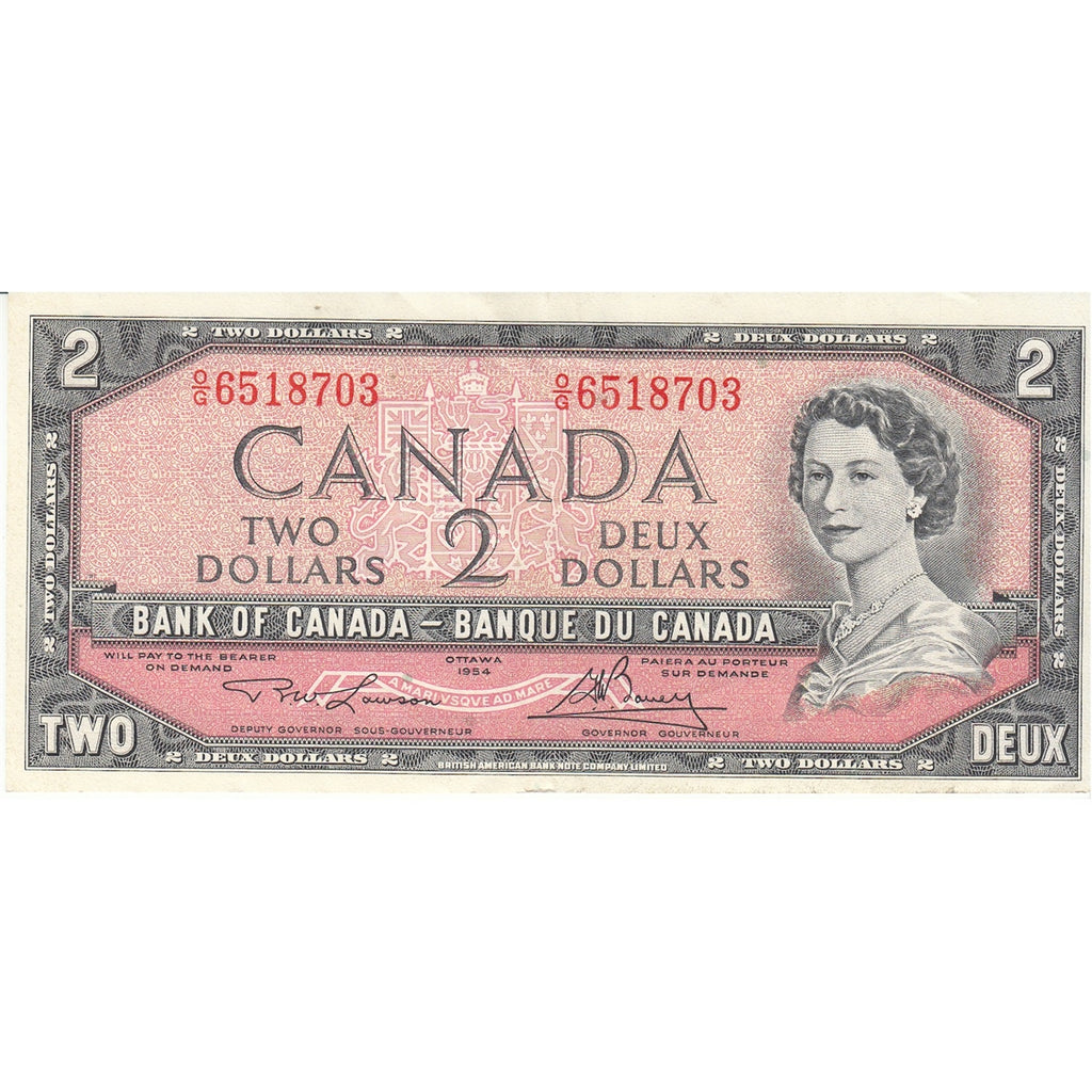 BC-38d 1954 Canada $2 Lawson-Bouey, O/G, Extra Fine (EF40)