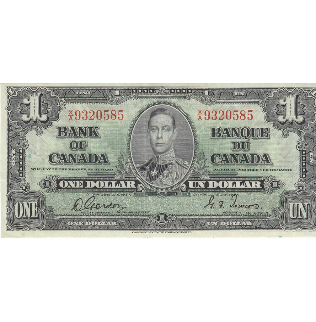 BC-21c 1937 Canada $1 Gordon-Towers, X/A, Very Fine (VF20)